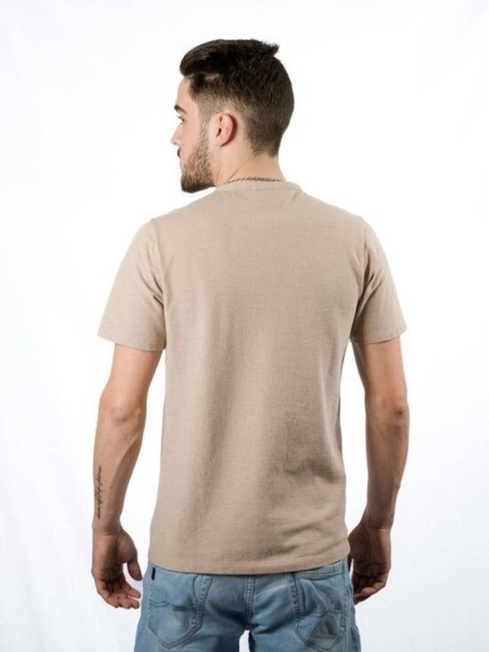 Mens Beige Henley Shirt Short Sleeve Casual Fit XL - Picture 2 of 3